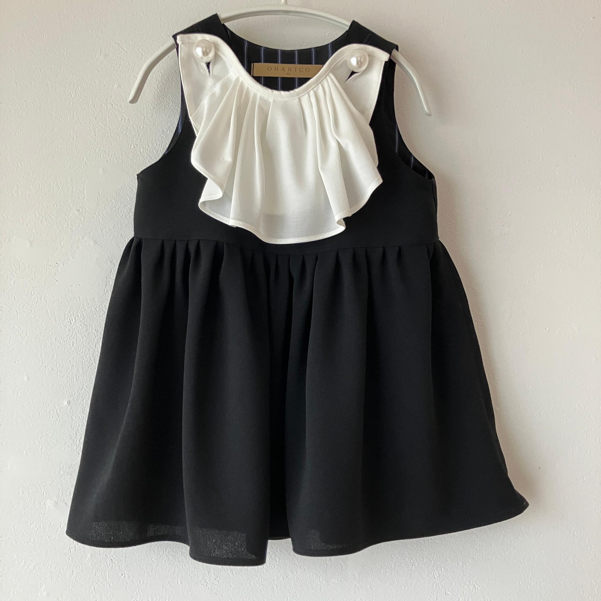 【サンプルSALE】〈80〉大きなパールボタンのよそゆきワンピース【黒/ブラック/フォーマル/子ども服/キッズ/ベビー】 | 13枚目