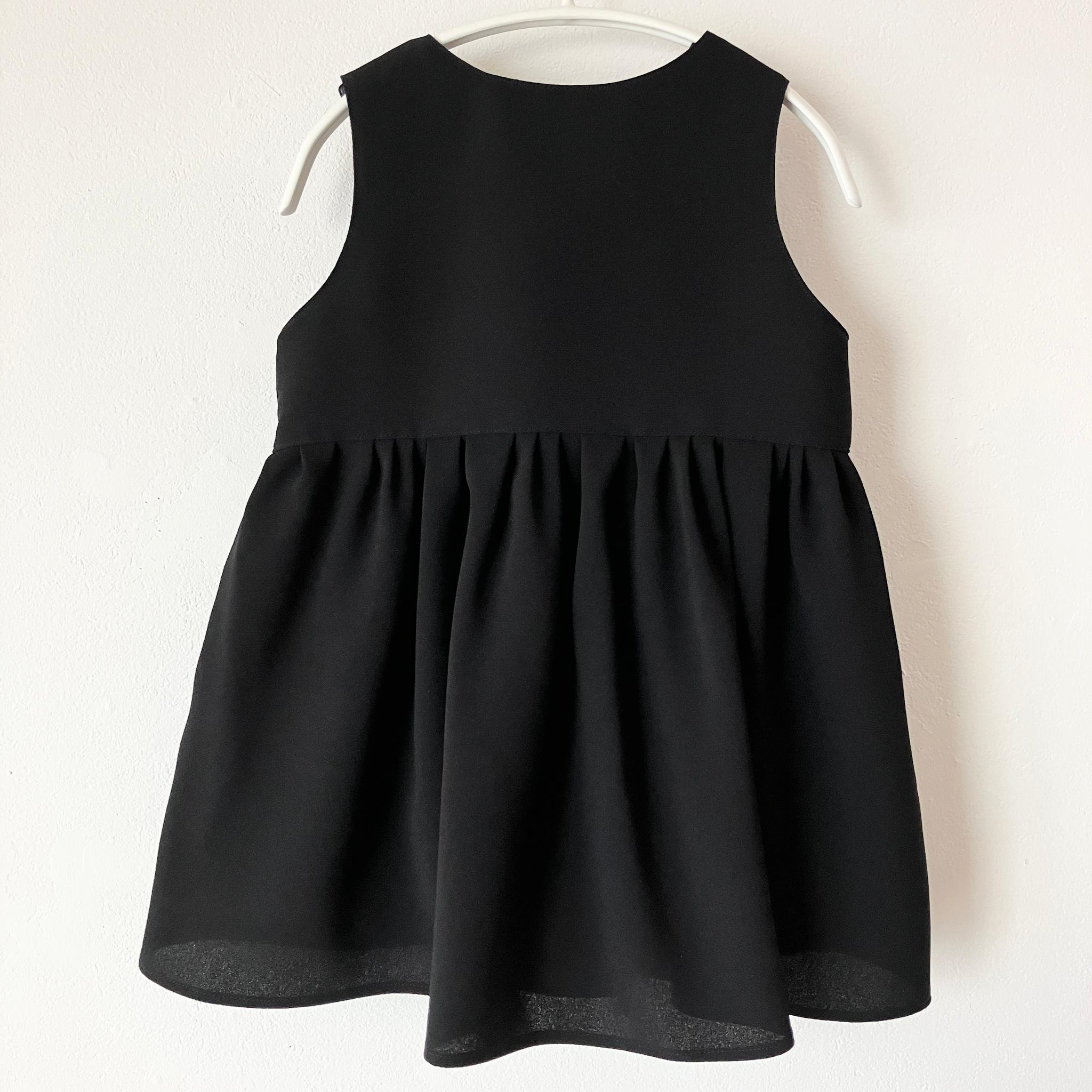 【サンプルSALE】〈80〉大きなパールボタンのよそゆきワンピース【黒/ブラック/フォーマル/子ども服/キッズ/ベビー】 | 5枚目