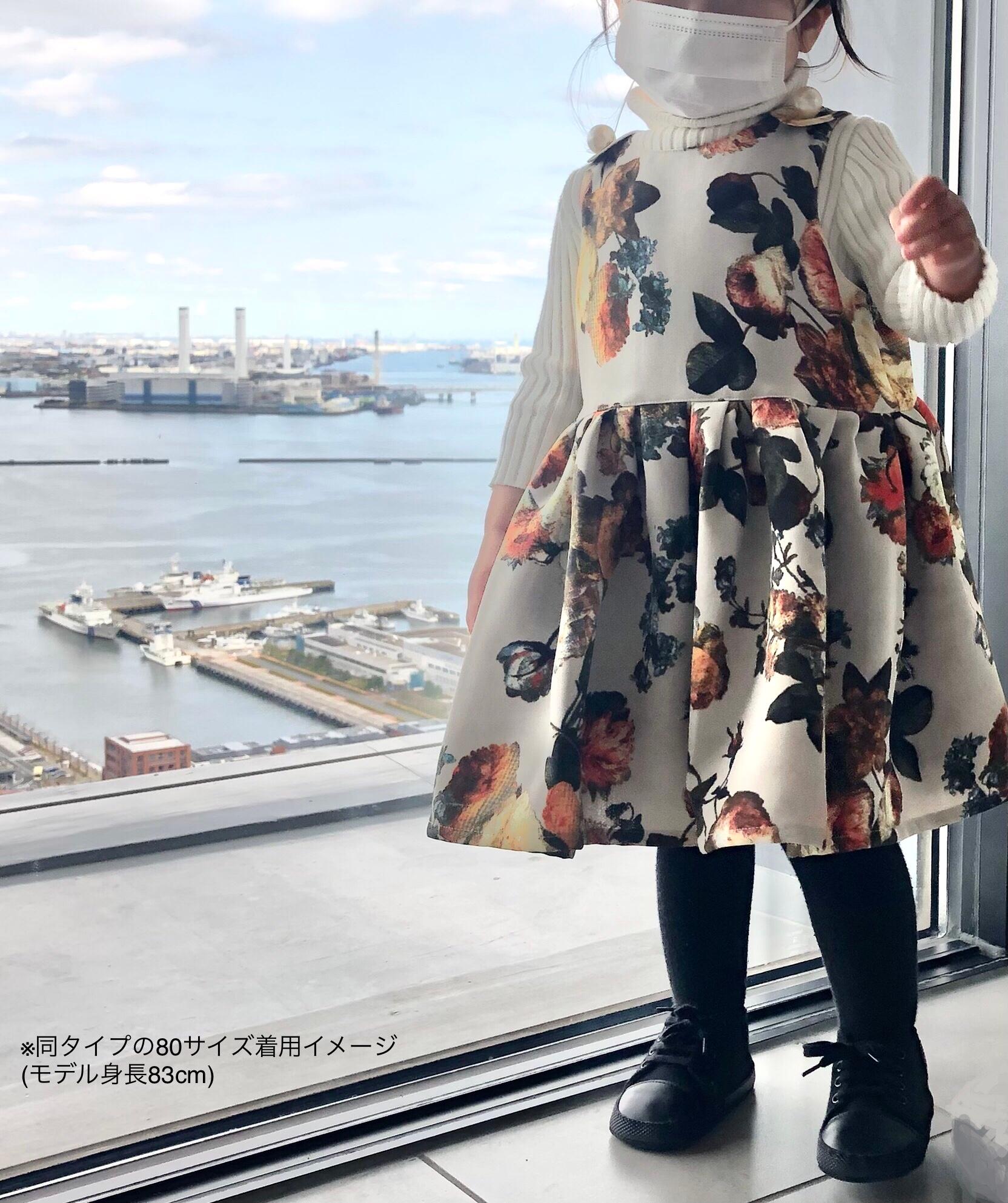 【サンプルSALE】〈70〉ピンクベージュ/大きなパールボタンのよそゆきワンピース【くすみピンク系/子ども服/ベビー服】 | 11枚目